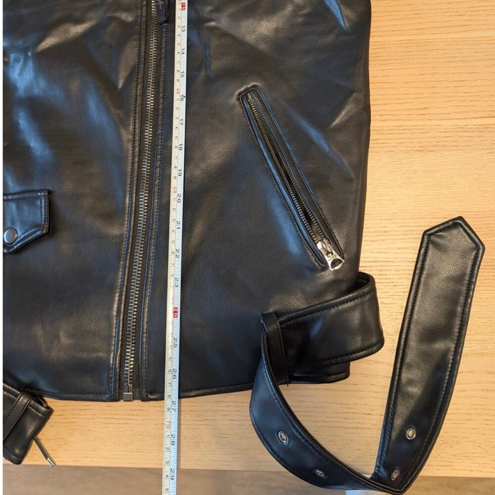 Hudson Jacket Womens M Black Oversized Vegan Leather Moto Biker Full Zip - Picture 7 of 10